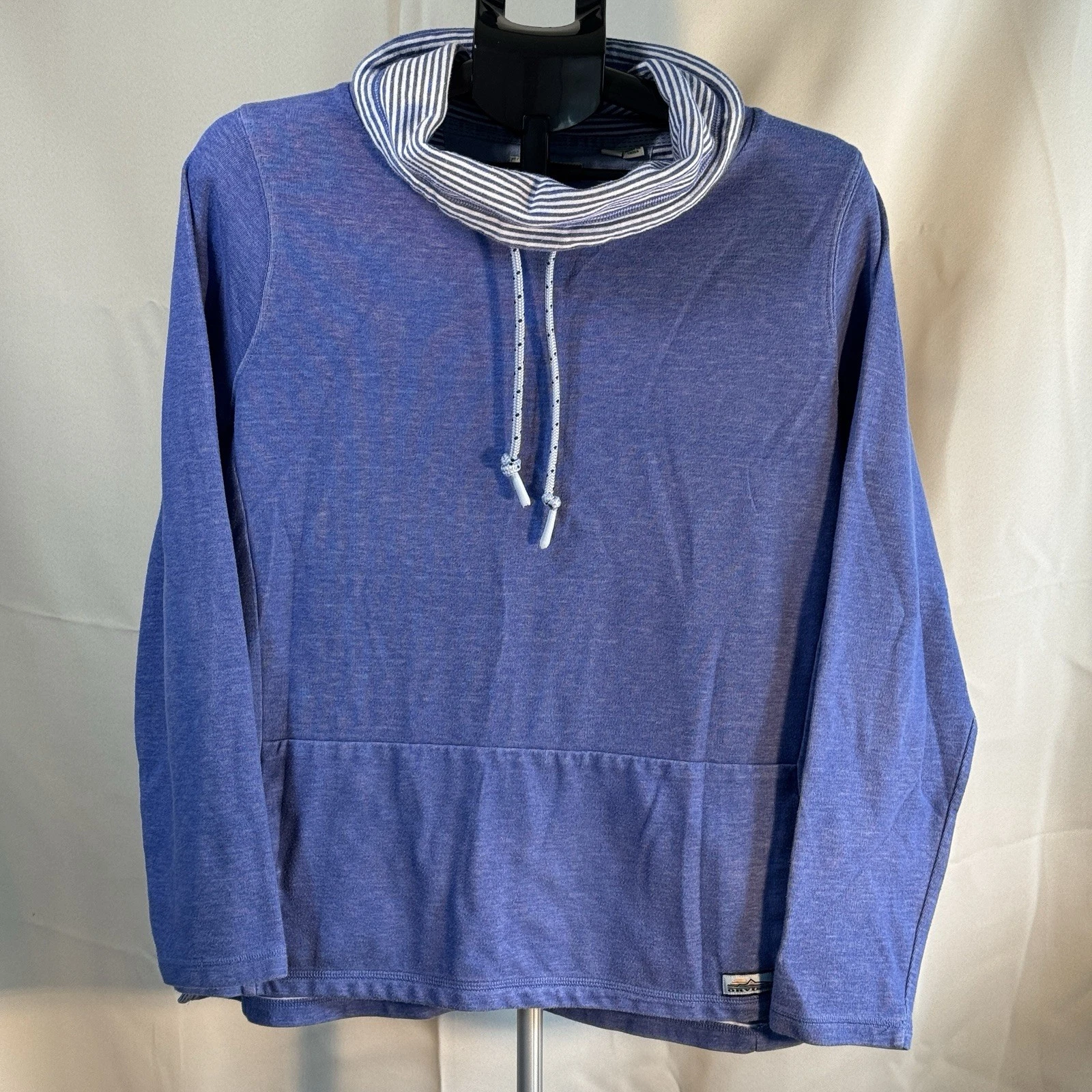 Orvis Women’s Blue Cowl Neck Pullover Hoodie Sweatshirt Size L Cotton Blend