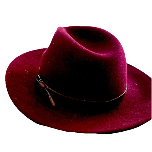 Sombrero de mujer National Trust Borgoña pequeño sombrero principal hecho de lana sombrero Trilby