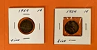 2-Coin Lot: 1954 P Lincoln Wheat Pennies - Fine Condition - Philadelphia Mint