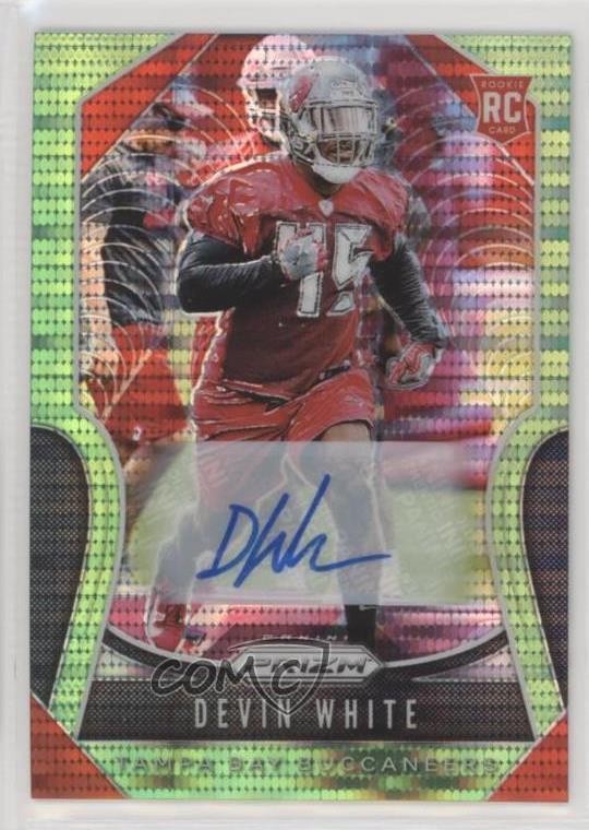 2019 Panini Prizm Rookies Neon Green Pulsar Rookie Devin White #312 Auto RC 0a6