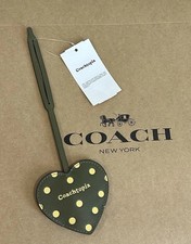 COACH Hear Bag Charm Key Ring Upcrafted Coachtopia Leather CDV14 Olive Green