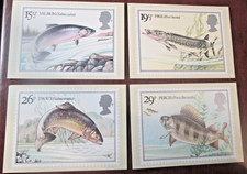 GB PHQ CARDS 1983 -BRITISH RIVER FISH  BACK - FDI  FULL SET USED FREE POST UK