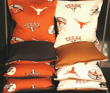 8 All Weather CORNHOLE BEANBAGS made w UNIVERSITY of TEXAS LONGHORNS Fabric