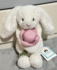 Discontinued Jellycat Bashful Bunny with Flower - BNWT UK Valentine's day