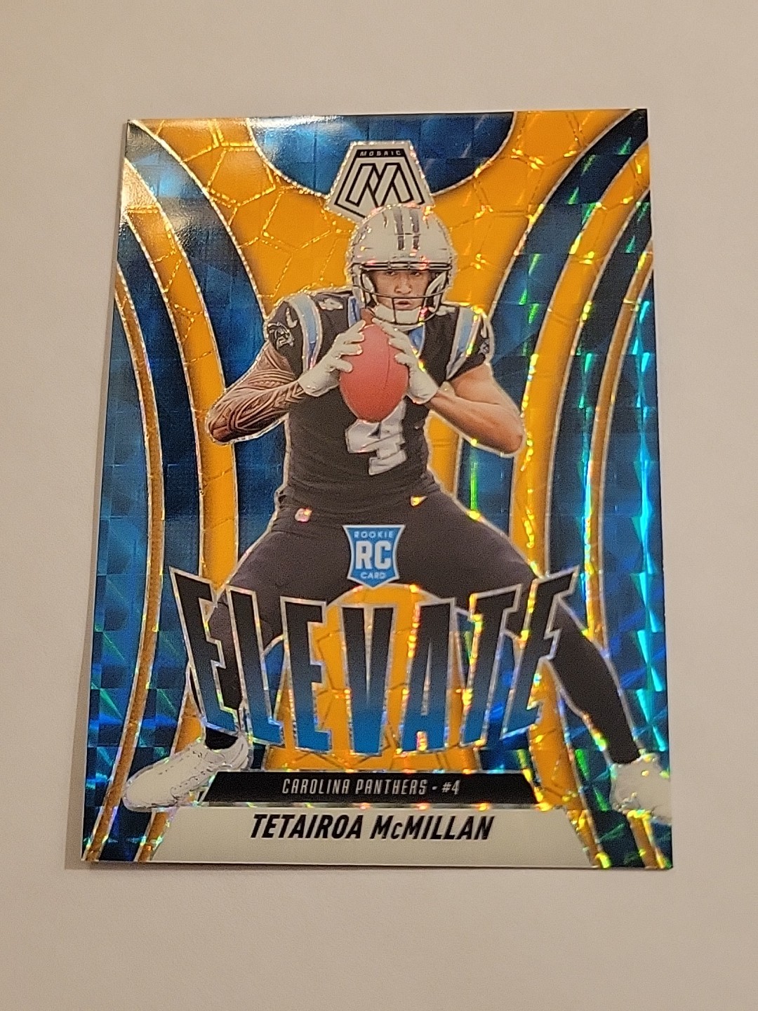 2025 Mosaic - Elevate Tetairoa McMillan #6 Orange Fluorescent Mosaic Prizm (RC)