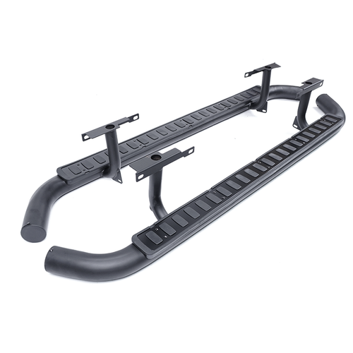 Side Steps For Land Rover Defender 110 Tubular All Black Fire & Ice Style 2003+ - Picture 6 of 18