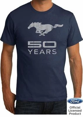FORD Mustang T-SHIRT - 50 Years Anniversary blau Licensed Product USA Shelby - Bild 1 von 2