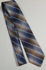 Van Heusen Men's Neck Tie Silk & Lyocell Pointed Formal Brown Striped 56" x 3"