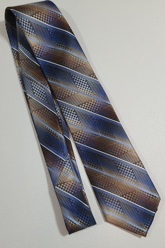 Van Heusen Herren Krawatte Seide & Lyocell spitz formell braun gestreift 56" x 3"