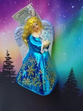Vintage Old World Christmas SNOWFLAKE ANGEL 2011 Blown Glass Ornament NWT New