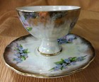 Vintage Bone China Floral & Gold Gild Tea Cup & Saucer Lusterware - Unmarked — photo 4