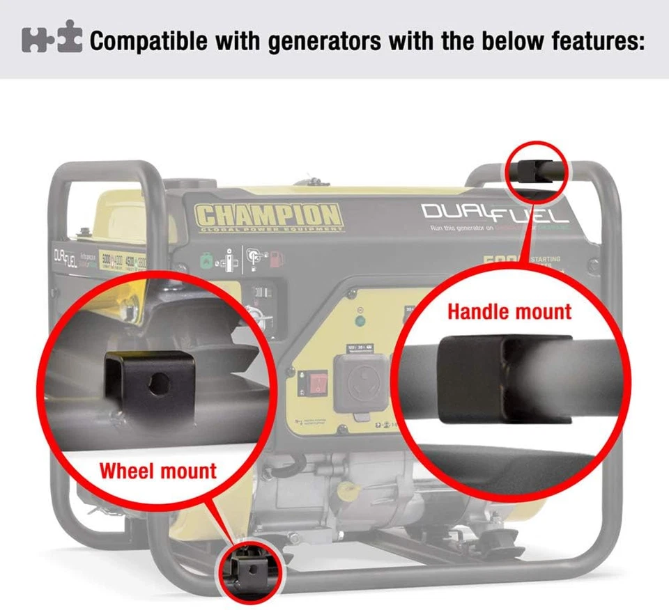 Champion Power Equipment 40065 Wheel Kit, for 2800-4750-Watt Generators, Black - Image 2 of 4