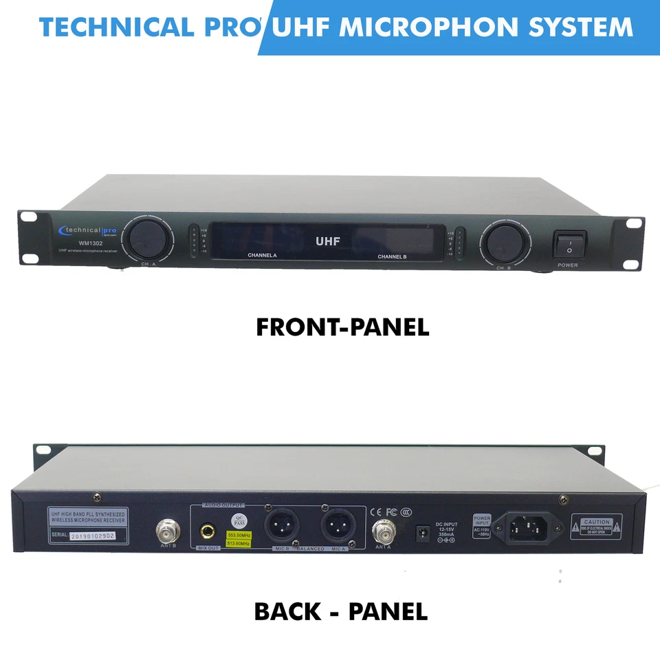 Technical Pro Professional UHF Dual Handheld Wireless Microphone System w Mics - Image 2 of 4