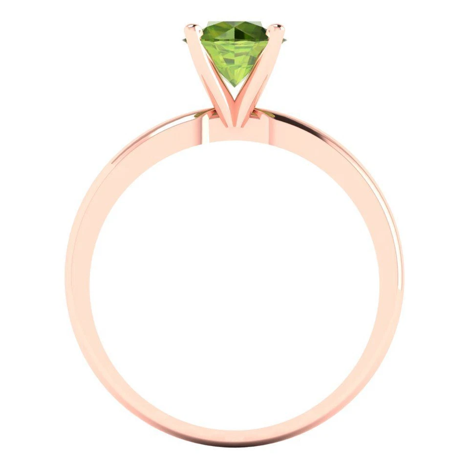 1 cttw Round-Cut Natural Peridot Solitaire  Engagement Ring (14K Rose Gold) - Image 4 of 4