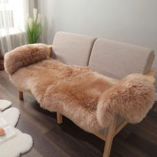 Luxury Australian Sheepskin Rug - Light Brown Double Pelt 2ft x 6ft Fluffy Fur