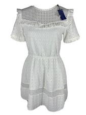 Rebecca Minkoff Size 4 Womens Angeles Dress White Lace Cotton Pockets NWT:$178