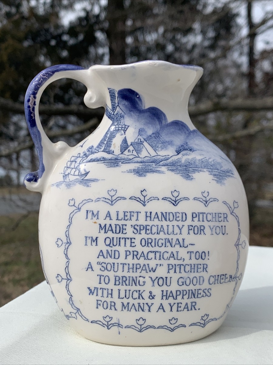 Vintage DELFT Blue Willow Dutch Boy & Girl LEFT HANDED