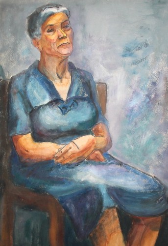 Vintage gouache painting old woman portrait - Picture 2 of 12