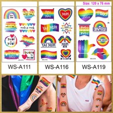 Set of 3pcs Happy Pride Day Rainbow Flag Love is Love Wins Proud Body Tattoo