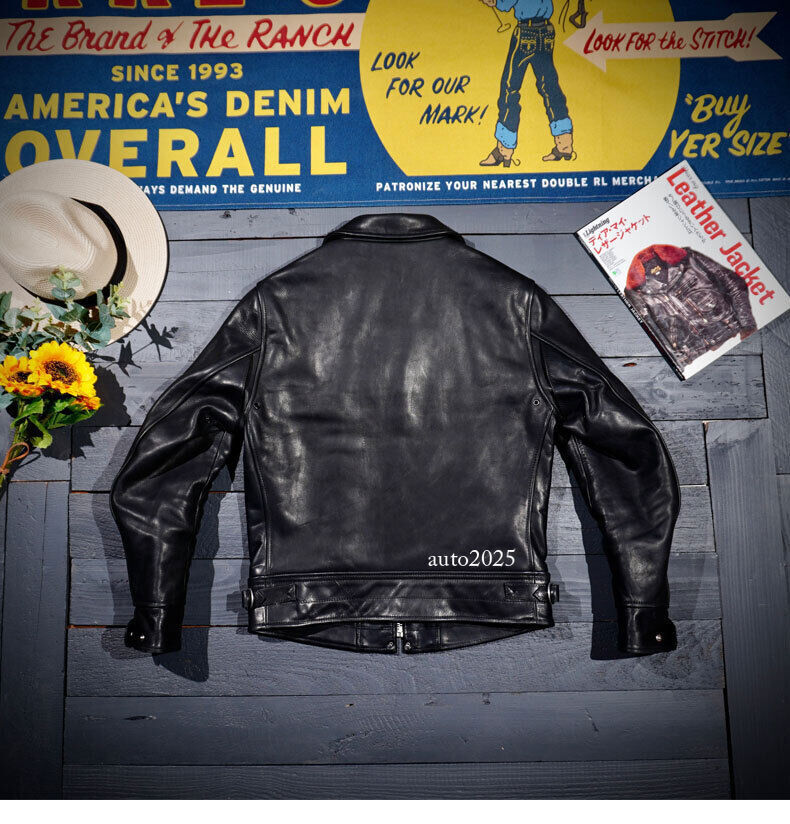 Men's Biker Jacket Vegetable Tanned Batik Horsehide Geniune