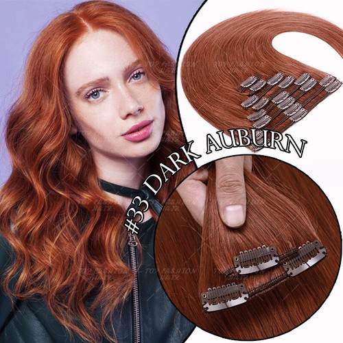 Clip in Human Hair Extensions Full Head 100% Real Remy Hair 24" 8PCS Long Ombre - Picture 88 of 103