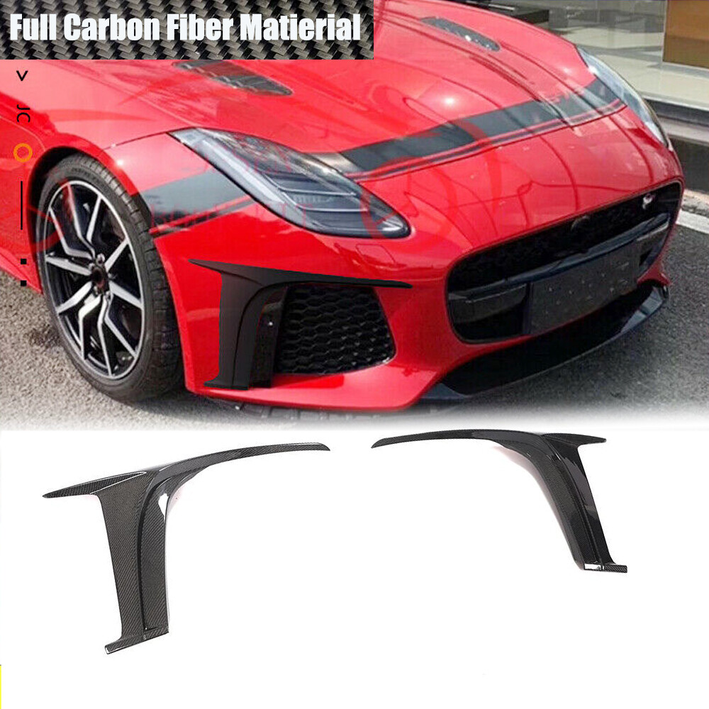 For Jaguar F-Type SVR 2016-19 Real Carbon Front Bumper Splitters Air Vent Fins