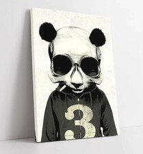 SKULL PANDA LARGE CANVAS WALL ART FLOAT EFFECT/FRAME/PICTURE/POSTER PRINT- BLACK