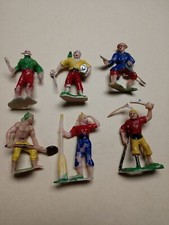 6 Vintage 1960s Pirate Hard Plastic Cake Toppers Play Figures Hand Painted