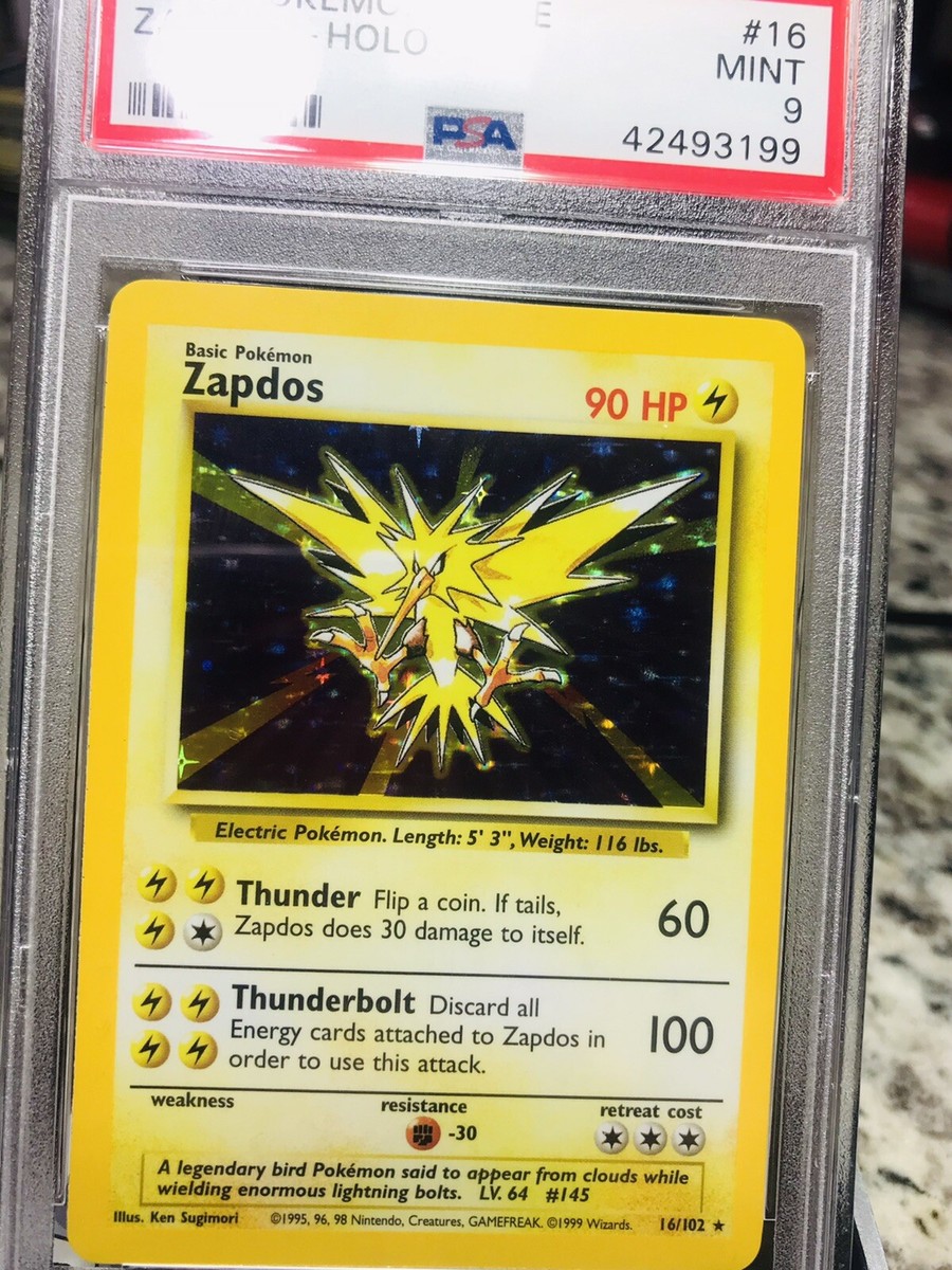 PSA 9 MINT Zapdos 16/102 Base Set HOLO RARE Pokemon Card | eBay