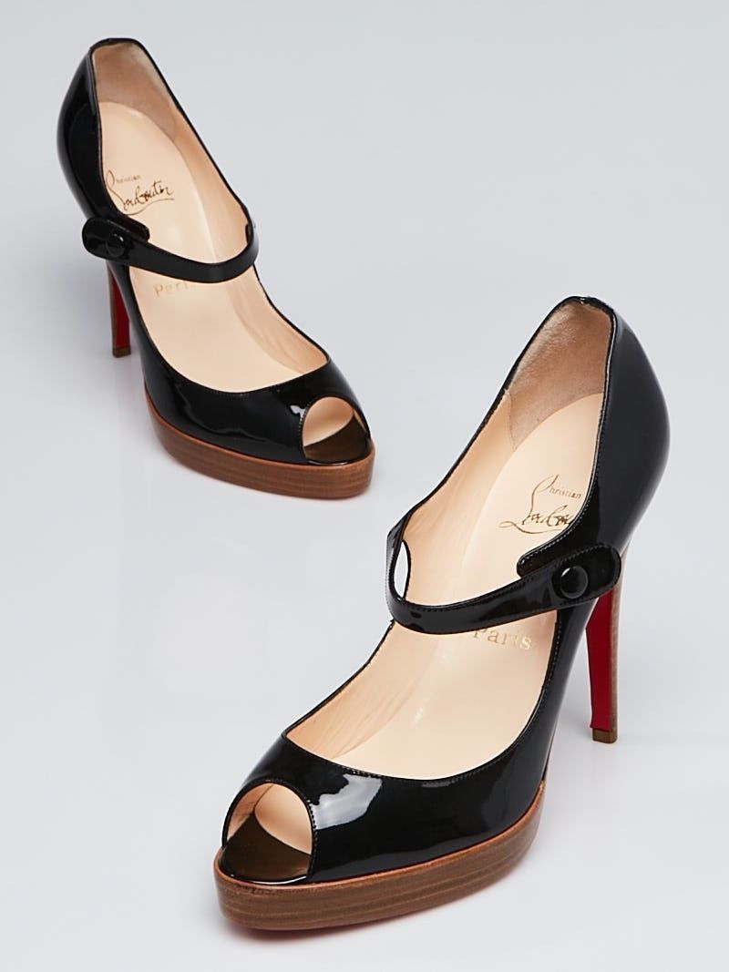 NEW Christian Louboutin IOWA ZEPPA Patent Black Mary Jane