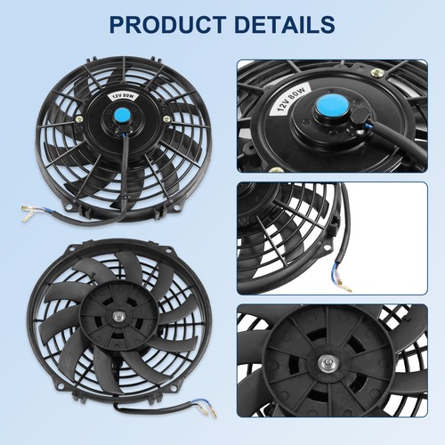 9 inch 12V Slim Fan Push Pull Electric Radiator Cooling Fan Mount Kit Universal - Picture 4 of 7
