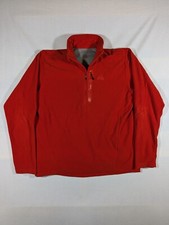 Eddie Bauer First Ascent Sweater Men's Large Fleece 1/4 Zip Hiking Mountains Red