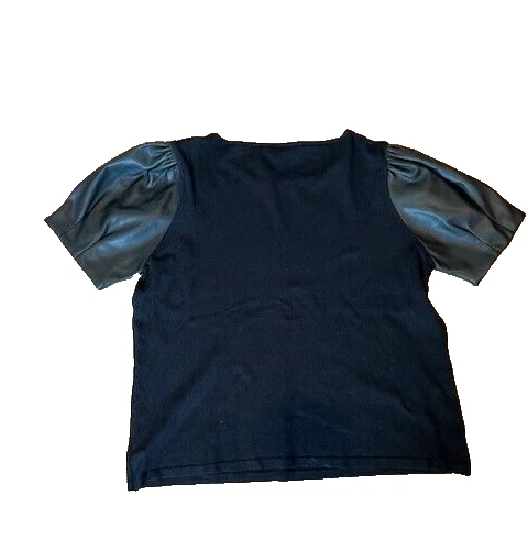 Siani Milano короткий искусственной кожи Puff рукав вязаный Топ женский размер M/L - Изображение 3 из 4