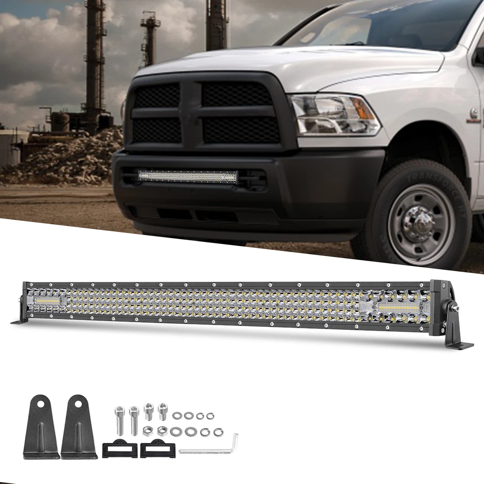 Combo de barra de luz de trabajo LED de 30" para parachoques Toyota Tacoma 2016-23 + kit de cableado 12V Foto 3 de 4