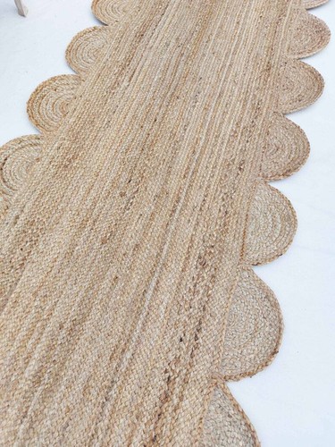 Runner jute rug latest scallop design rustic look carpet for living room rugs - Picture 4 of 8