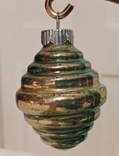 Vintage Christmas Shiny Brite Short Spinning Top Tornado Glass Ornament