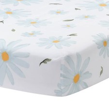 Sweet Daisy 100 Cotton White/Blue Floral Baby Fitted Crib Sheet