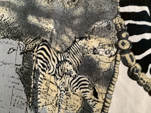 vintage joseph ribkoff zebra print top scoop neck dropped back chiffon - Picture 2 of 8