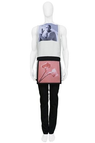 Raf Simons, VINTAGE RAF SIMONS MAPPLETHORPE BONDAGE PANTS WITH PINK LILIES