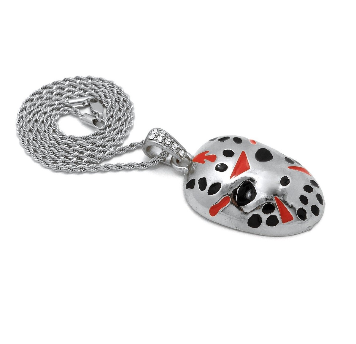 New Jason Friday 13th Mask Pendant Box, Rope, Cuban Chain