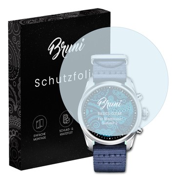Bruni 2x Folie für Montblanc Summit 2 Schutzfolie Displayschutzfolie