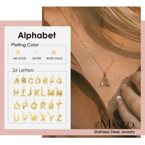Stainless Steel Initial Pendant Necklace Lot Flower Alphabet Accessory Name Gift - Picture 1 of 32