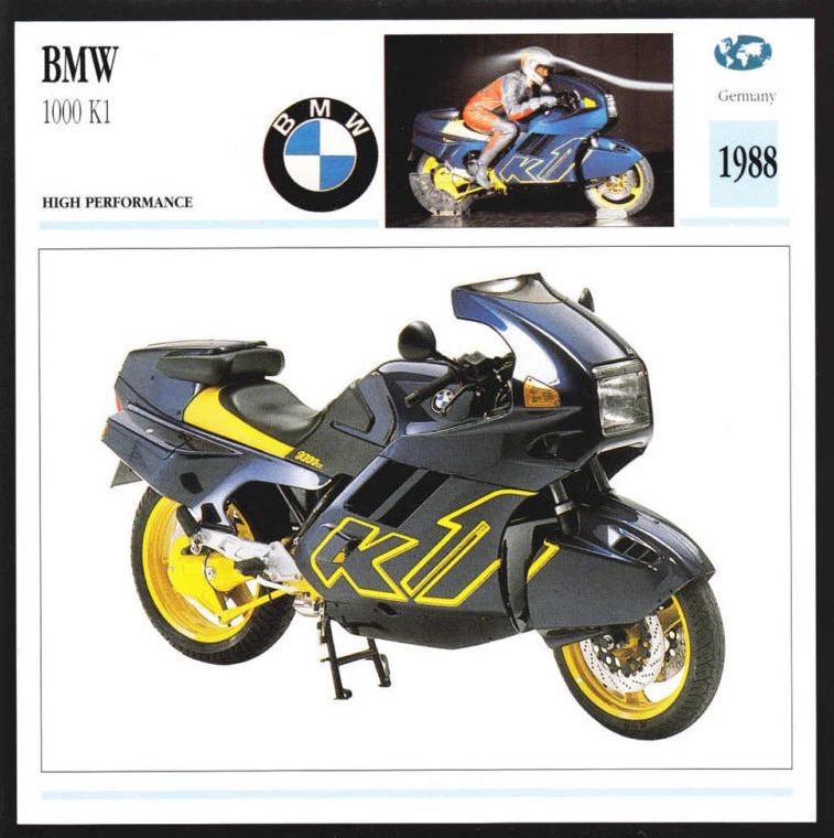 1988 BMW 1000cc K1 K 1 987cc 100hp Bike Motorcycle Photo Spec