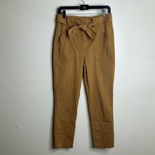 Veronica Beard Tan Belted Straight Leg Trouser Pant Size 4