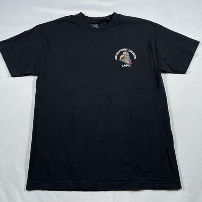 LAPD Air Support Division Tee Shirt 100% Cotton Black Casual Apparel Large