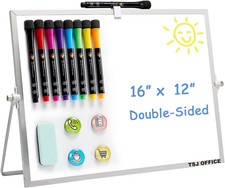 Small White Board - 12 X 16 Inches Small Magnetic Dry Erase Board with Hooks for