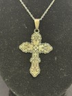 Estate Signed MEXICO CII 925 Sterling Silver Cross Pendant & Necklace Crucifix — photo 5