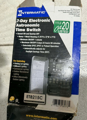 Intermatic Et8215c Electronic Timer, Astronomic 7 Days 2 Circuit SPST, DPST