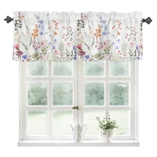 Kitchen Curtains Valances, Flower 54"W x 18"L (Pack of 1) Floweryku112023