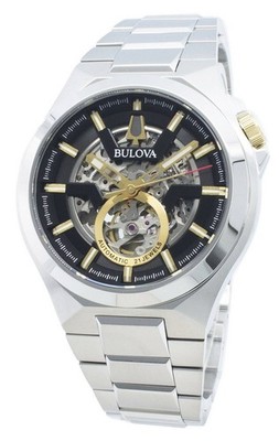 Bulova Maquina Schwarzes Skelett-Zifferblatt Automatisch 98A224 100M Herrenuhr
